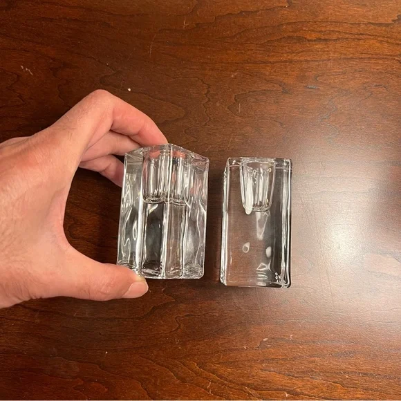 2 Clear Crystal Candle Holders - Picture 7 of 10